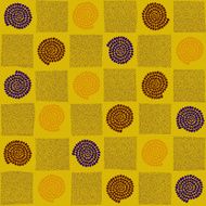 Checked hand drawn illustration with abstract elements Seamless vector pattern N4