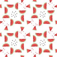 Seamless pattern of color hand drawn watermelons N3