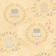Seamless pattern with sweet little houses