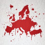Europe map graffiti red splats on wall N2