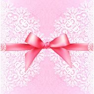 Vintage wedding card template with pink bow