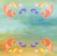 Abstract Fresh Green Yellow Orange and Blue Painting