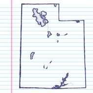 Vector Sketchy Map on White Lined Paper Background Utah N2