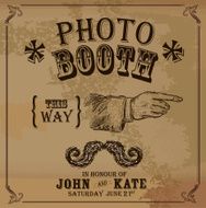 Vintage Photo booth design template with pointing hand