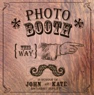 Vintage Photo booth design template with pointing hand N2