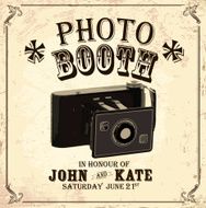 Vintage Photo booth design template with vintage camera antique paper