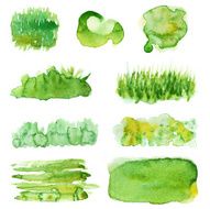 Watercolored Backgrounds In Green N3