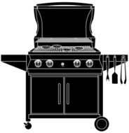 Lineart Backyard BBQ with open lid black
