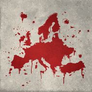 Europe map graffiti red splats on wall N3