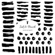Grungy vector Inky brush strokes Set