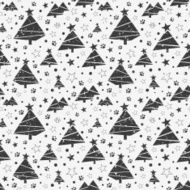 Christmas tree seamless pattern in white and black - Illustration