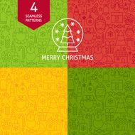 Thin Line Merry Christmas Holiday Patterns Set N2