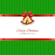 Green knitted pattern with bells