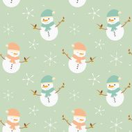 cute lovely cartoon snowman seamless pattern background illustration