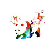 Colorful panda design with butterflies N2