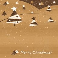 Christmas card with geometric firs on cardboard background &ndash; Illustration
