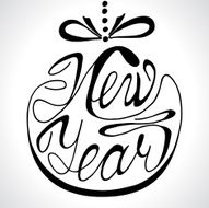 Hand-drawing lettering New Year on isolated background