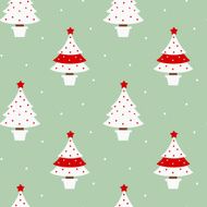 vintage white and red Christmas tree background seamless pattern