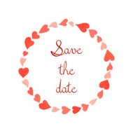 Watercolor red and pink hearts wreath Vector background