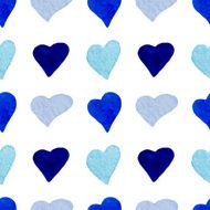 Watercolor blue hearts seamless pattern