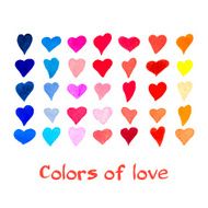 Watercolor hearts set Vector background