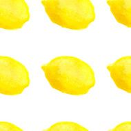 Watercolor hand drawn lemons seamless pattern