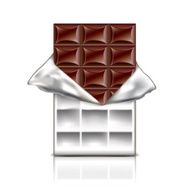 Chocolate bar in foil vector illustration