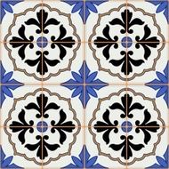 Seamless Moroccan Portuguese tiles Azulejo ornaments N10
