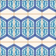 Seamless Moroccan Portuguese tiles Azulejo ornaments N14