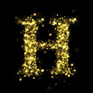 Sparkling letter H of glittering stars bokeh N2