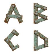 Set of letters from boards with nails N6