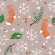 Christmas pattern socks fir tree branches holy snowflakes red spots