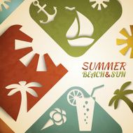 Abstract summer illustration Retro beach N2