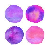 Vector watercolor painted circle backgrounds pink and blue colors