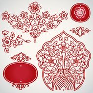 Vector set with ornament in Eastern style N2