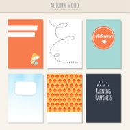 Set of autumn fall greeting journaling cards vector