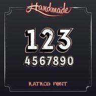 Retro Vintage Label Font Vector Grunge Numbers