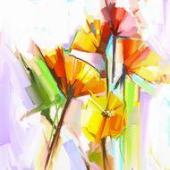 Abstract oil painting of spring flowers N3