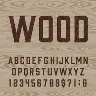 Wooden retro alphabet vector font