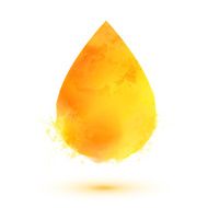 Yellow watercolor vector oil drop isolated on white