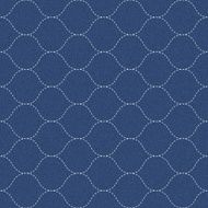 Embroidery ornament with stitch waves on dark blue jeans background