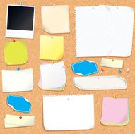 Office Cork Board with Various Blank Stickers and Adhesive Note
