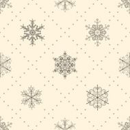 Seamless pattern of snowflakes black on beige N2
