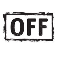 Black grunge stamp and text OFF N2