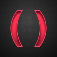 Parenthesis Symbol ( ) - Red on Carbon Fiber