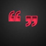 Quotation mark symbol &quot; Red Symbol on Carbon Fiber Background