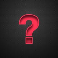 Question Mark ? - Red Symbol on Carbon Fiber Background