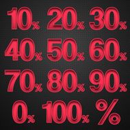 Percentage from 0 to 100 Red numbers on Carbon Fiber