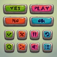 Set of cartoon stone buttons N4