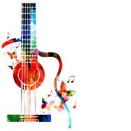 Colorful music background with guitar